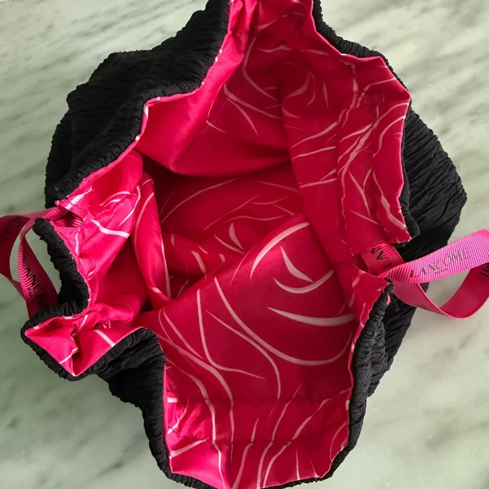 Lancôme Cosmetic Reversible Hot Pink Black Bag